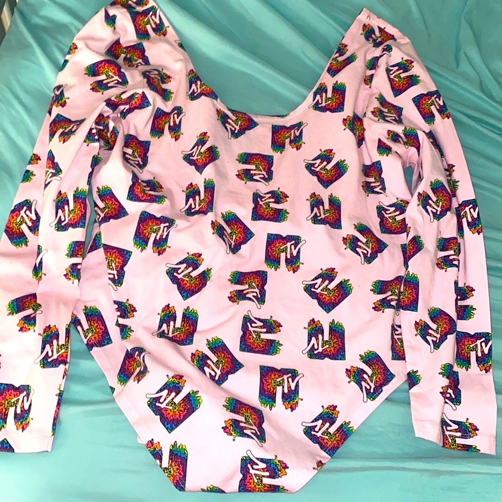 Pink Rainbow MTV Bodysuit Size 3XL
